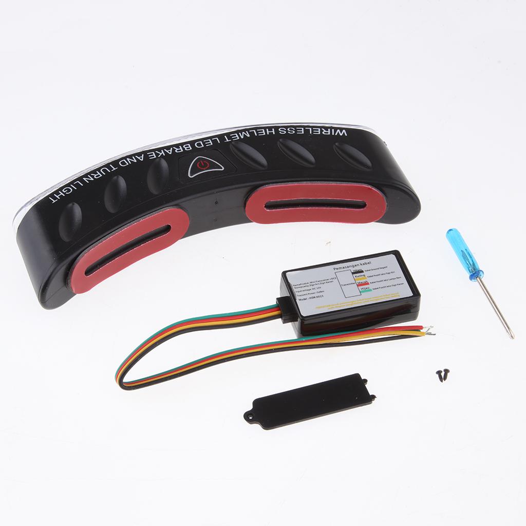 Motorcycle Wireless Helmet 12V 8 LED Turn Signal Stop Brake Warning Light