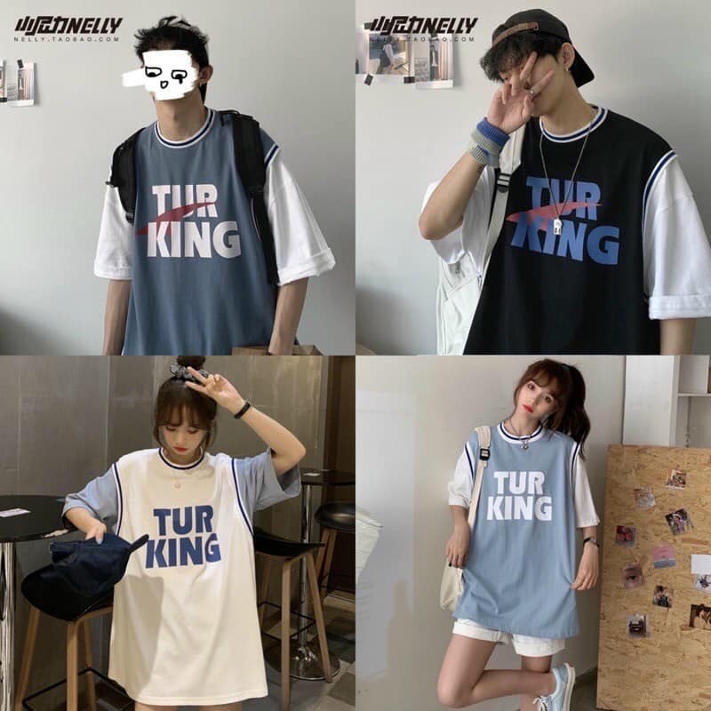 Áo thun bóng rổ unisex trang phục thể thao mùa hè tay phối màu in chữ