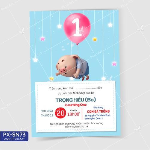 Thiệp thôi nôi – sinh nhật theo yêu cầu Pluxi