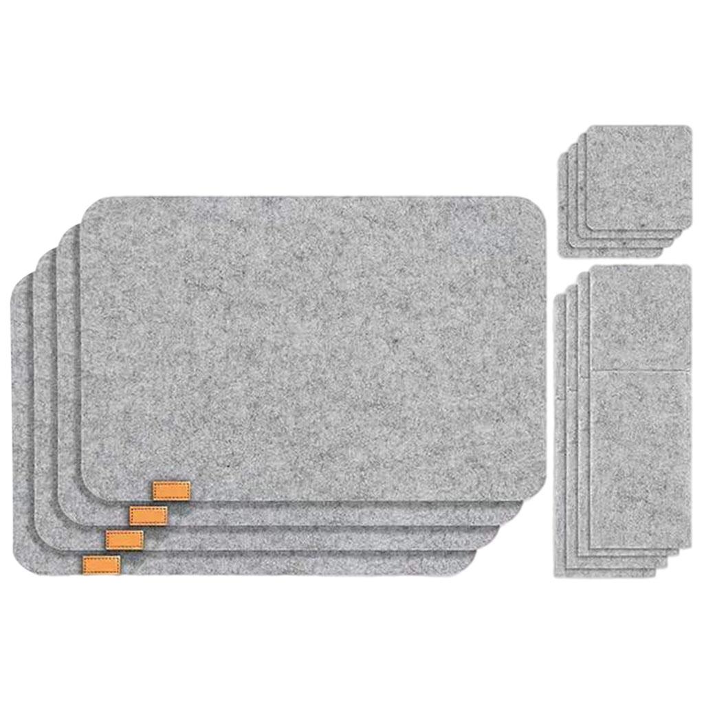 Set of 4 Felt Place Mats Coasters Dining Table Placemat Non-Slip Grey