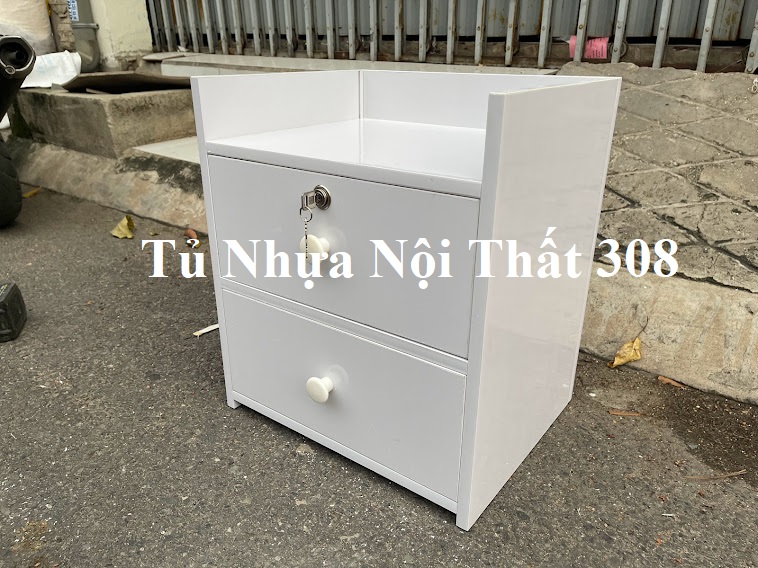 Tủ, Kệ Đầu Giường Nhựa Đài Loan Cao 45,5cm Ngang 43cm Sâu 31cm Màu Trắng K145