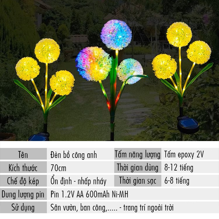 Đèn Trang Trí Năng Lượng Mặt Trời Bồ Công Anh, Sử Dụng Năng Lượng Tự Nhiên, Trang Trí Sân Vườn - DA3000