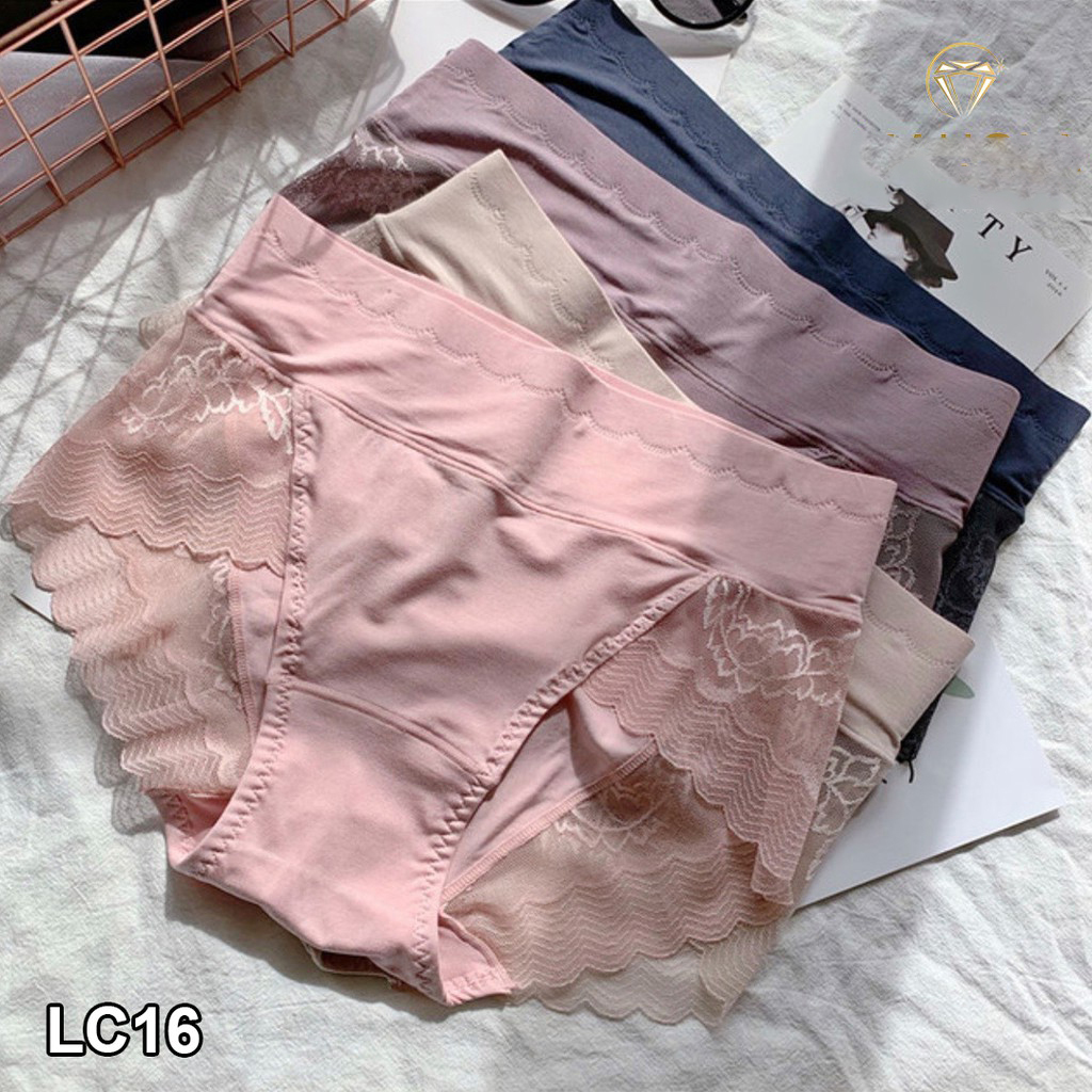 COMBO 5 QUẦN LÓT GEN BỤNG CẠP CAO CHẤT COTTON PHA REN LC16