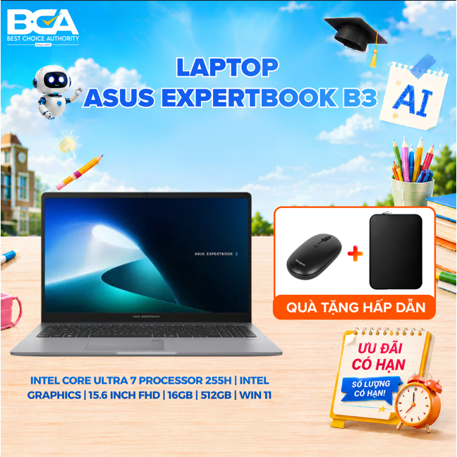 Laptop ASUS ExpertBook B3 B3405CCA-LY0080W - Tặng kèm Túi Chống Sốc + Chuột Không dây Targus - Hàng chính hãng