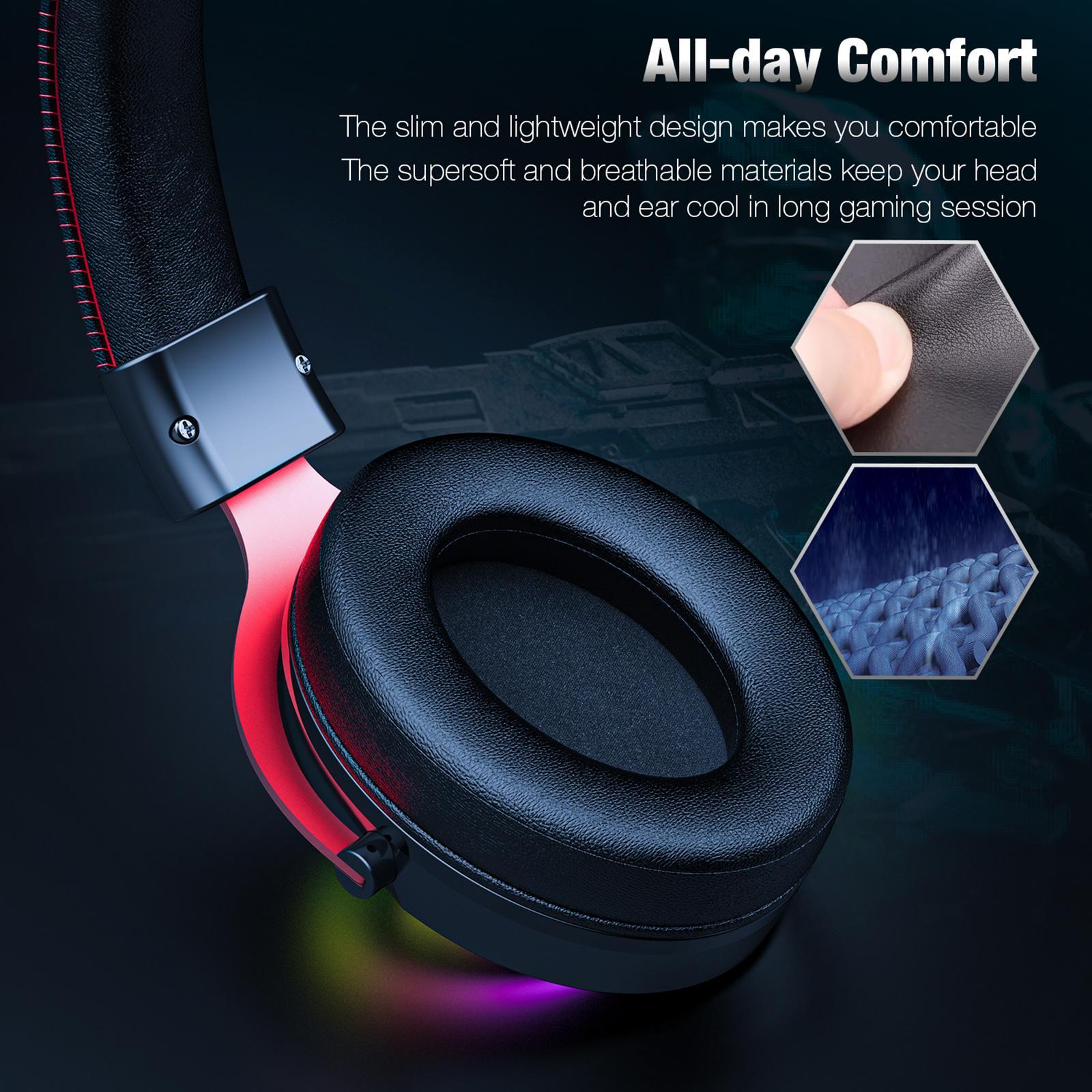 Wired Gaming Headsets RGB LED Headphones w/Mic for /