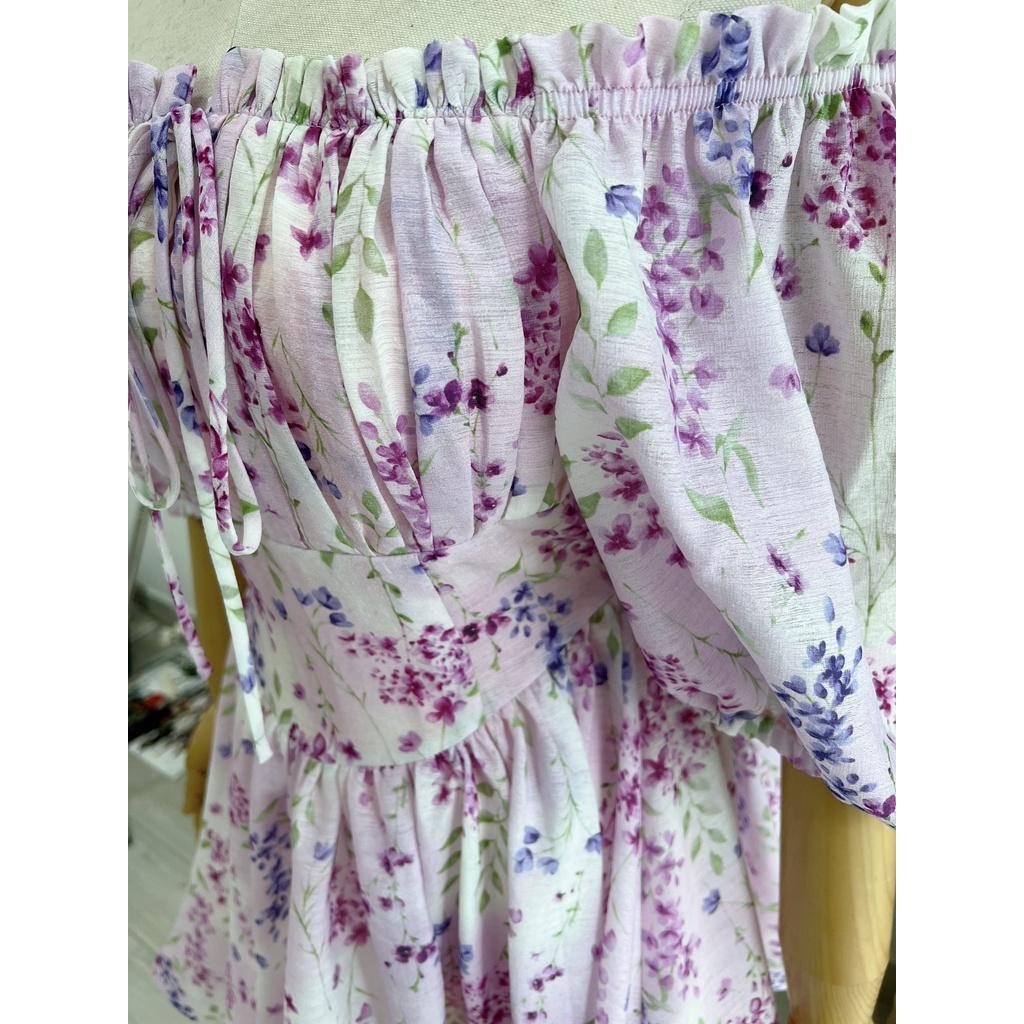 TIELA Đầm váy trễ vai hoa Lavender Dress
