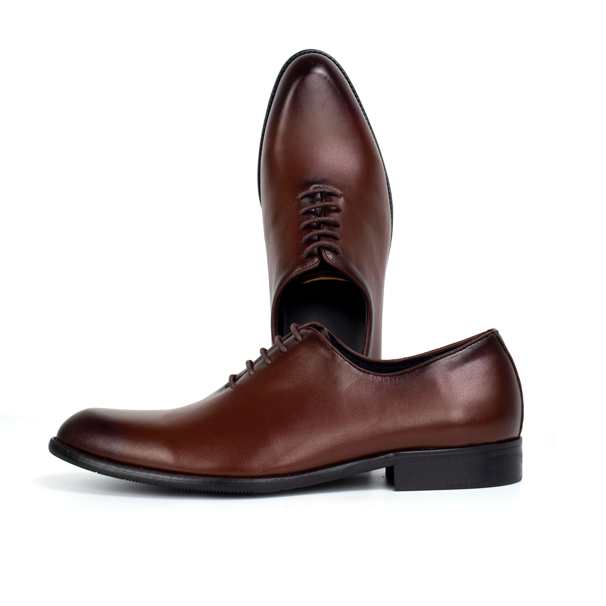 Giày da nam oxford công sở G102, giày nam da bò nappa cao cấp màu nâu có dây buộc, mặt trơn không hoạ tiết Bụi leather hộp sang trọng, BH 12 tháng