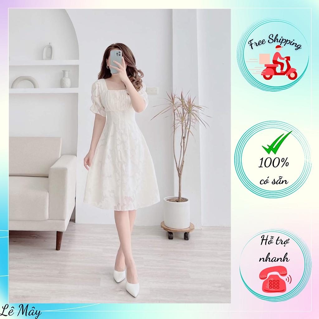 Đầm xếp ly ngực phối cúc ngọc