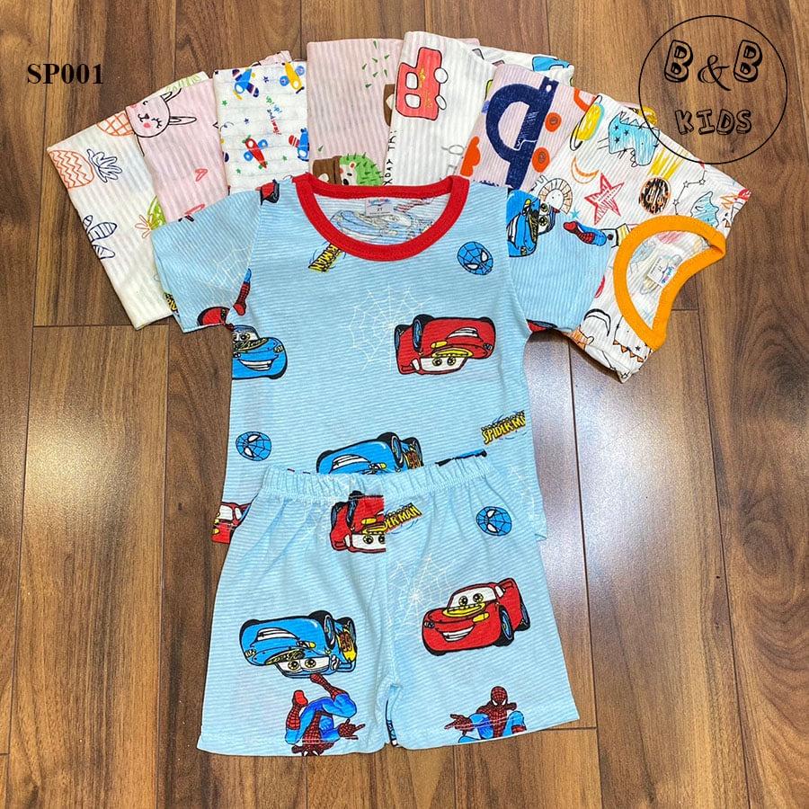 Quần áo trẻ em Bộ cộc cotton giấy in hình họa tiết ngộ nghĩnh phù hợp cho cả bé trai, bé gái