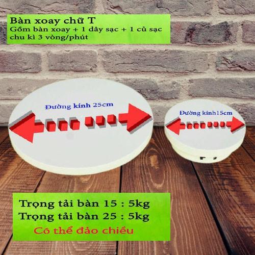 Bàn xoay điện 360 độ trưng bày sản phẩm bàn chữ T và bàn tròn 15 - 25 - 35 cm