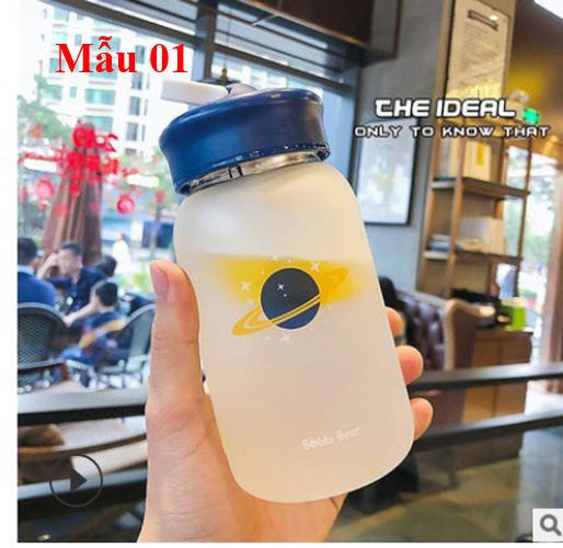 Bình Nước Thủy Tinh Có Ngăn Lọc Dễ Thương