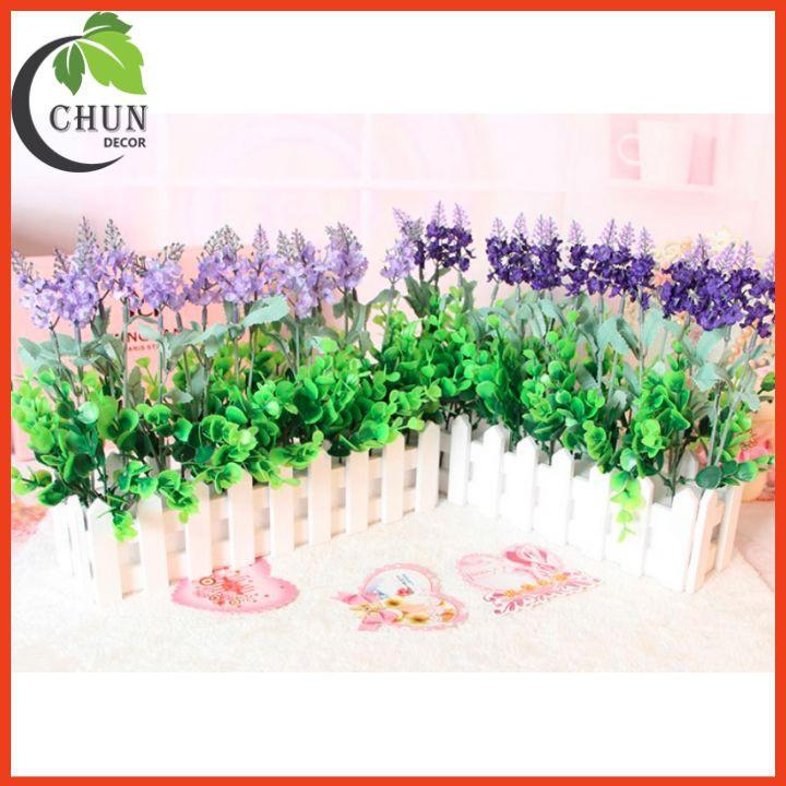 Giỏ hoa giả, hàng rào lavender trang trí nhà cửa, văn phòng, góc học tập, làm đạo cụ chụp ảnh