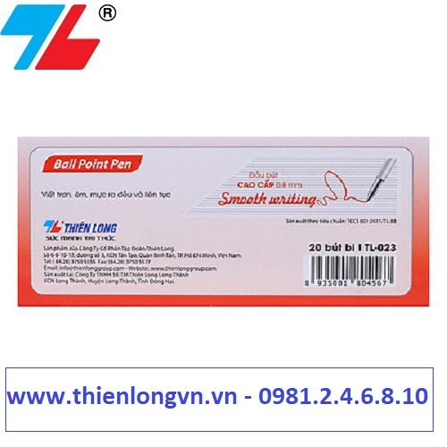 Hộp 20 cây bút bi Thiên Long - TL023 màu đỏ