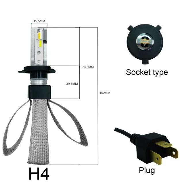 Cặp Đèn Pha Ô Tô H4/HB2/9003 2 Màu Siêu Sáng - Đèn LED H4 Chip CSP 2019 2 Màu Pha Trắng , Cos Vàng