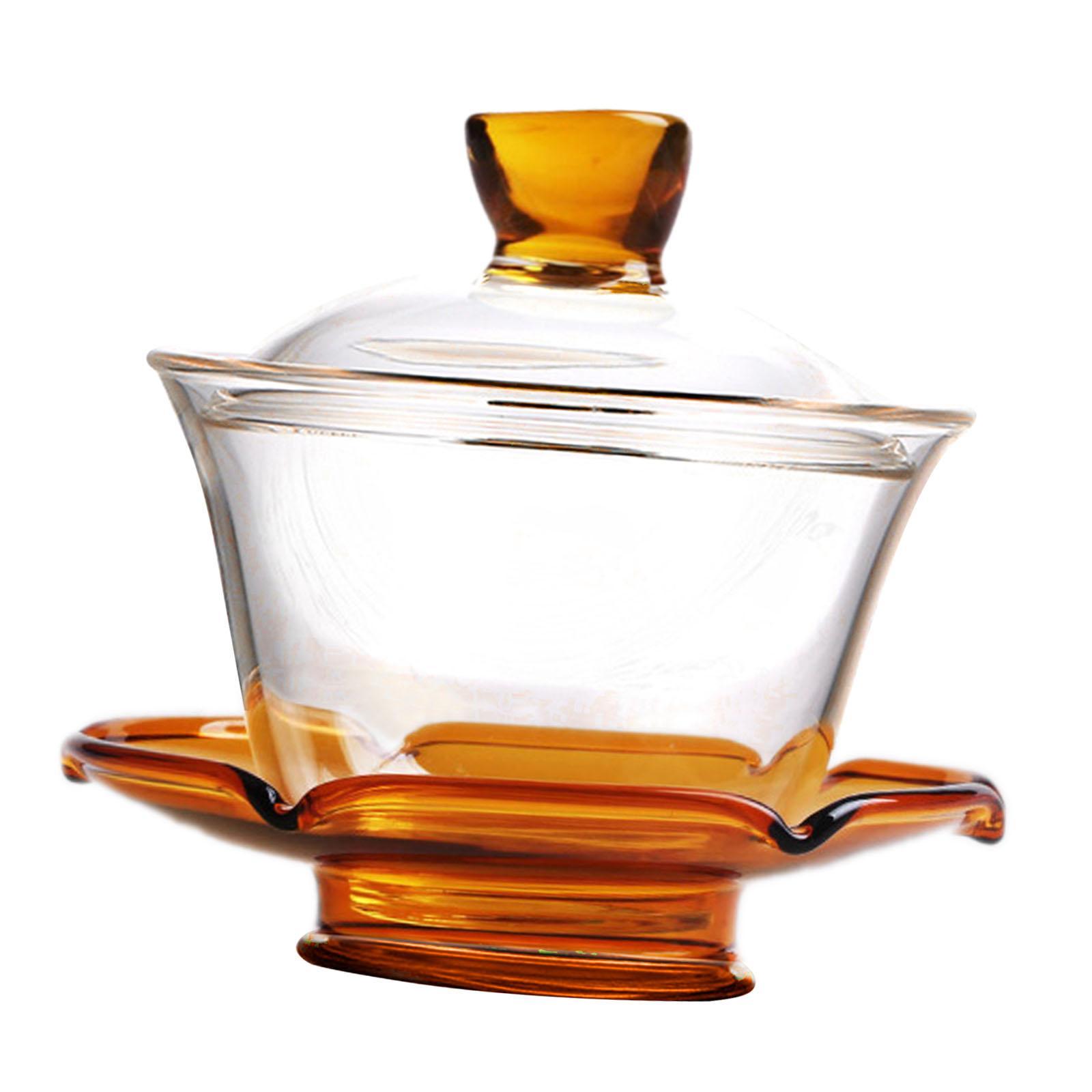 Glass Teapot Set with Lid Tea Maker Tea Cup Transparent Kungfu Glass Tea Set for Office