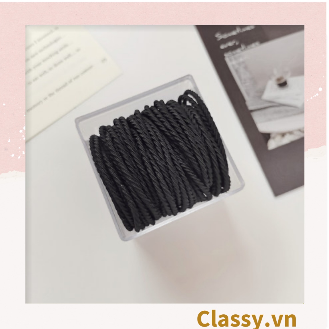 50 dây cột tóc xoắn đơn sắc đựng trong hộp nhựa trong suốt bền chắc giá rẻ, nữ Classy tính PK704 - HOP2