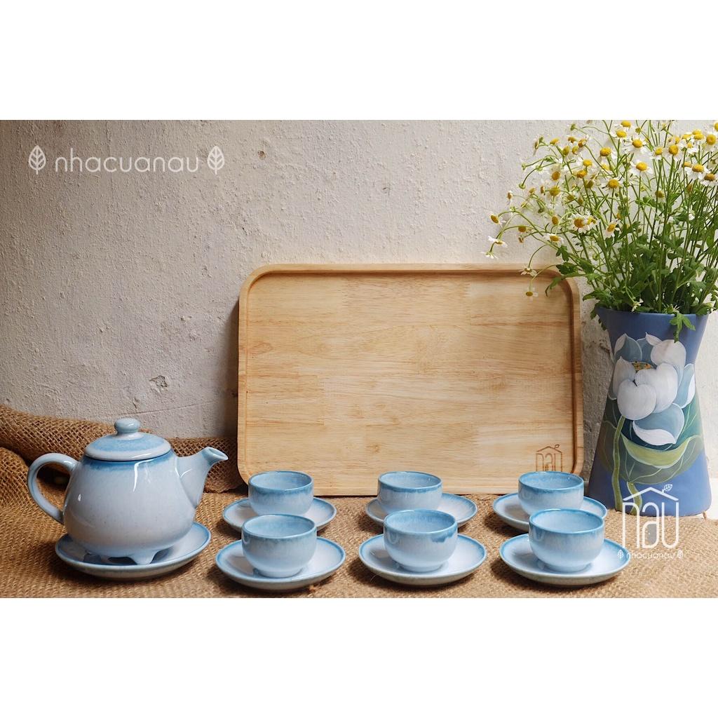 LAM NGỌC Bộ Ấm Chén trà, bộ bình trà Hoàng Mai sang trọng Men Hỏa Biến độc đáo Gốm sứ cao cấp