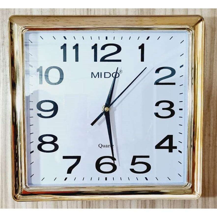 Đồng hồ treo tường mặt vuông 30cm viền mạ vàng sang trọng cao cấp trang trí decor phòng khách phòng ngủ với mặt số to