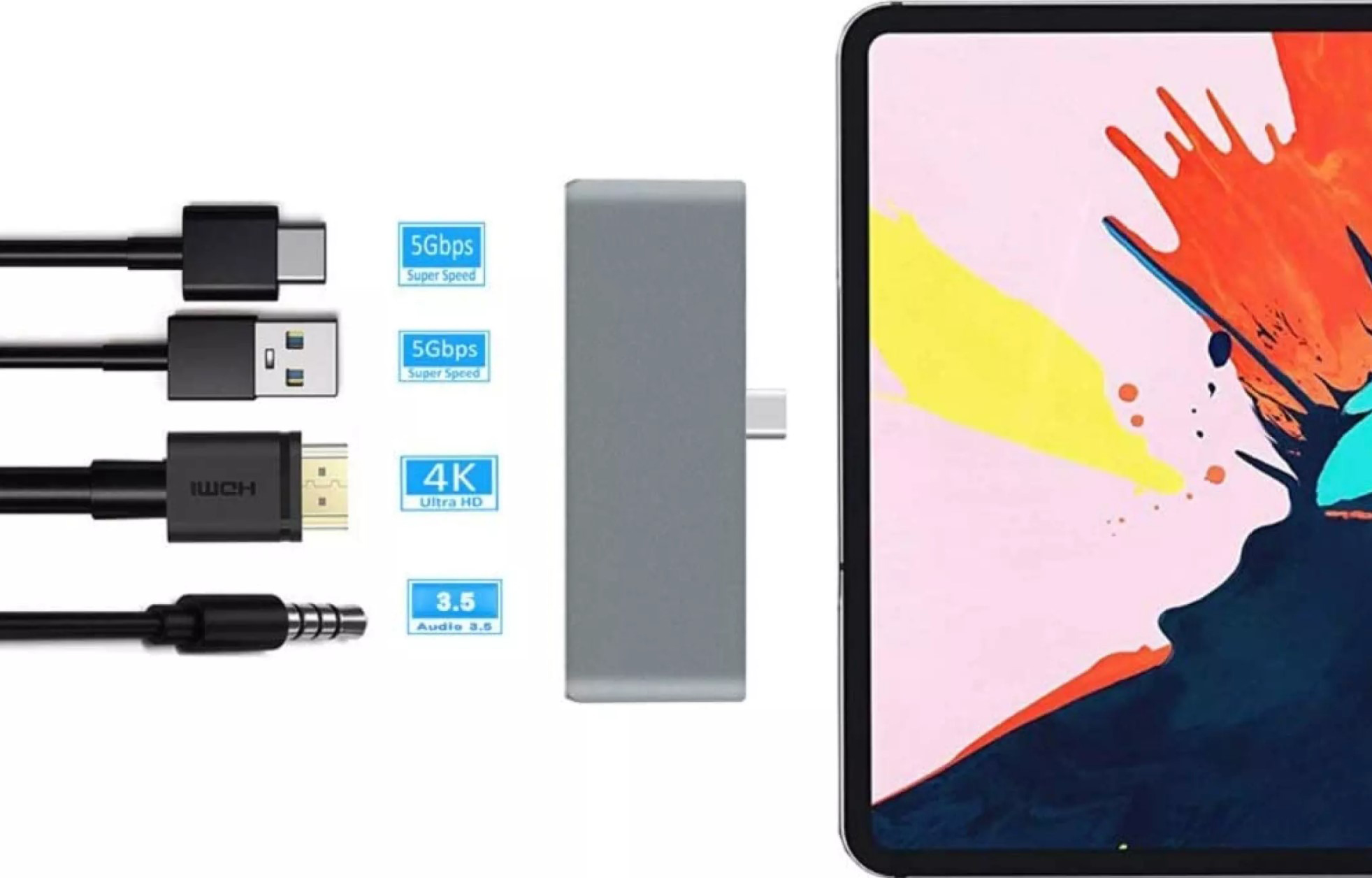 Hub usb type-c hỗ trợ 4 cổng hdmi, usb, pd, aux cho iPad Pro 2020/2018, samsung dex