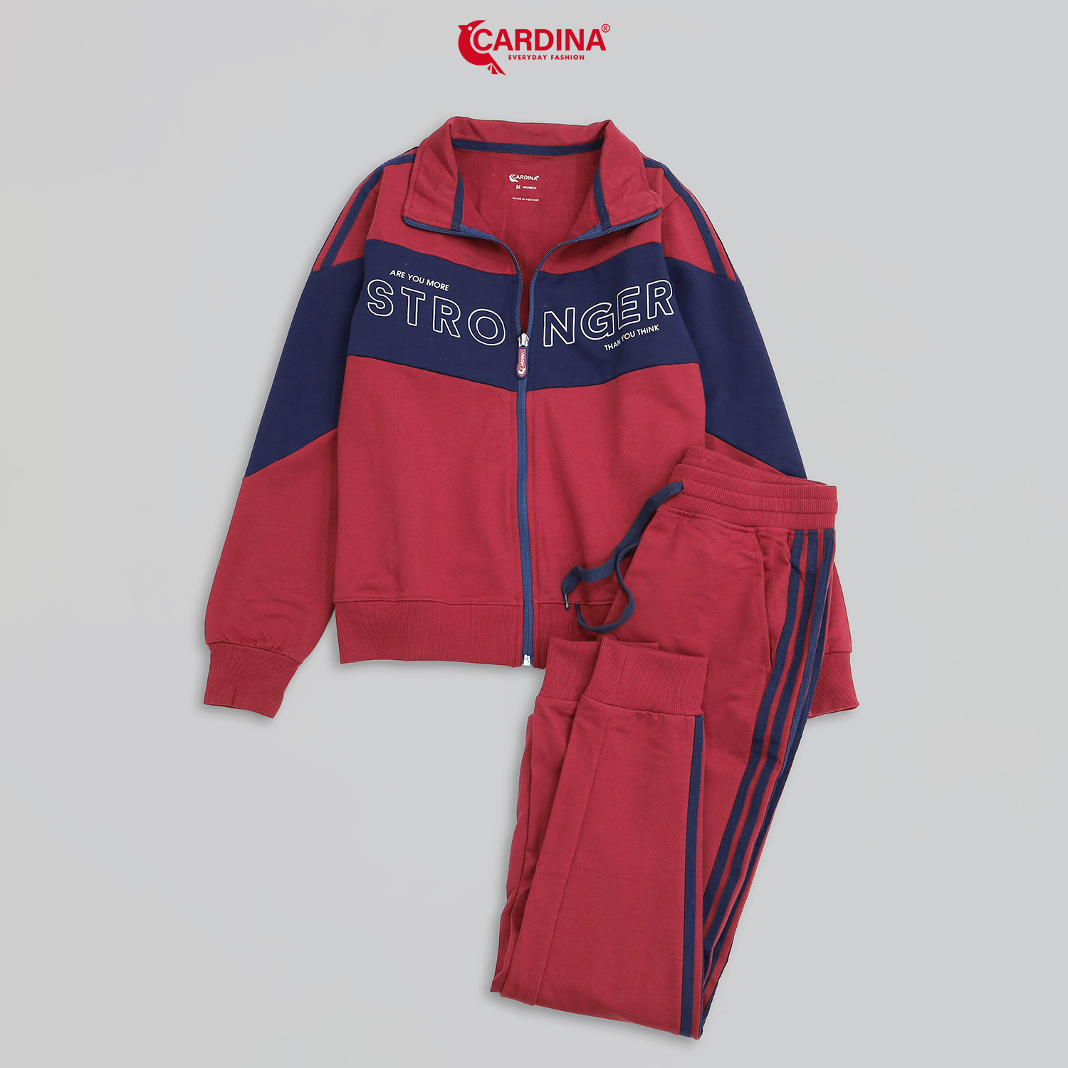 Đồ bộ nỉ nữ CARDINA chất cotton da cá cao cấp có khóa kéo 1NiF11
