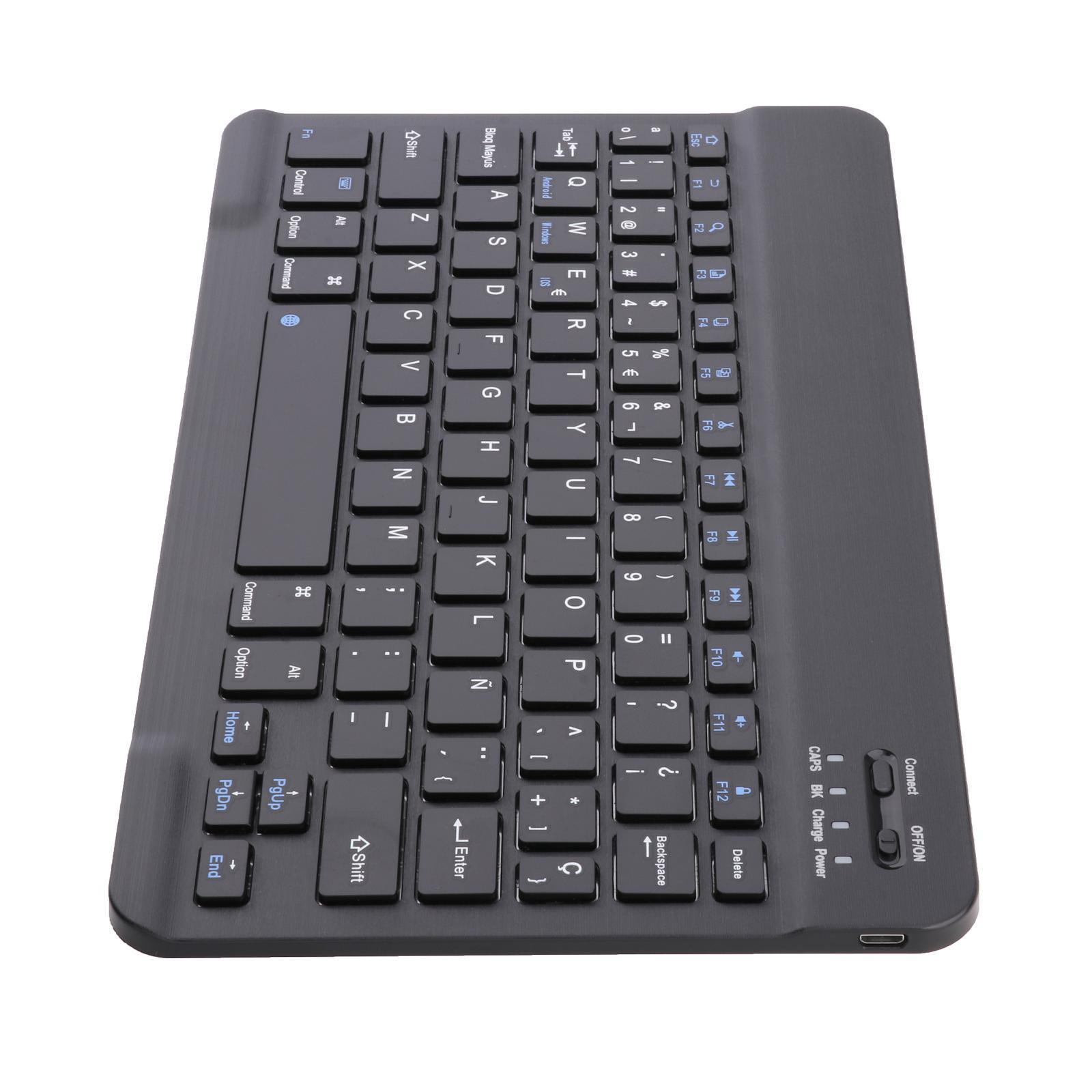 Portable Slim Rechargeable Bluetooth Keyboard 78Keys Spanish for Desktop