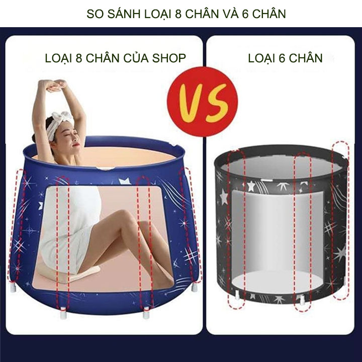 Bồn tắm, ngâm người, di động giữ nhiệt loại lớn 8 chân 70x70cm (Mẫu ngẫu nhiên)