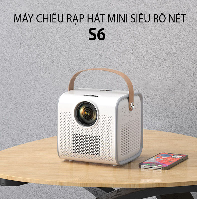 ROGTZ (Hỗ Trợ Tiếng Việt) Máy Chiếu Mini Siêu Nét Kết Nối Bluetooth Wifi Chạy Hệ Điều Hành Android S6 Cao Cấp - Hàng Nhập Khẩu