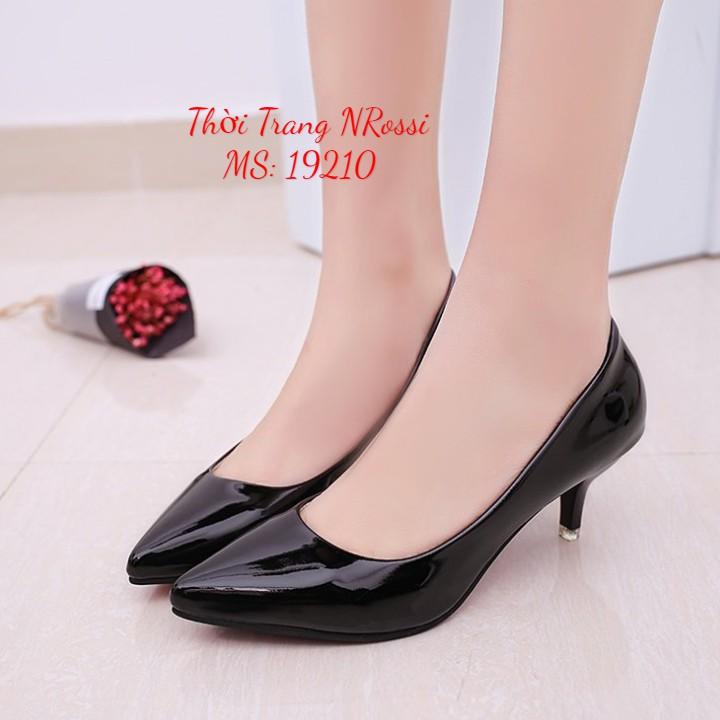 Giày cao gót đen bóng gót nhọn 5cm BIG SIZE 40 41 42 43
