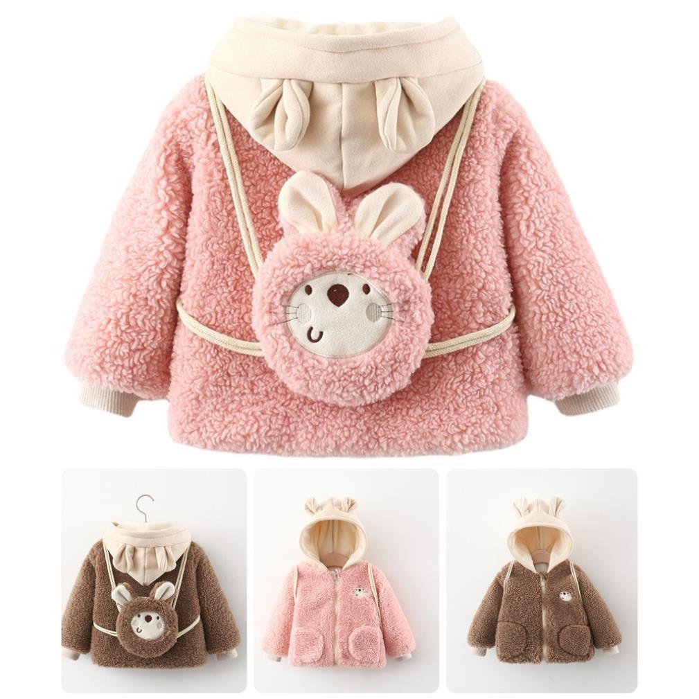 IVN81 Size80-110 (4-18kg) Áo khoác lông cho bé gái 1 tuổi đến 3 tuổi Hàng Quảng Châu Thời trang trẻ em