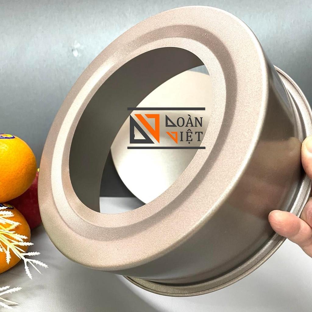Khuôn làm BÁNH BÔNG LAN, GATO THÉP CARBON CAO CẤP chống dính - Khuôn TRÒN, ĐẾ RỜI, , màu VÀNG sang trọng - nhiều size