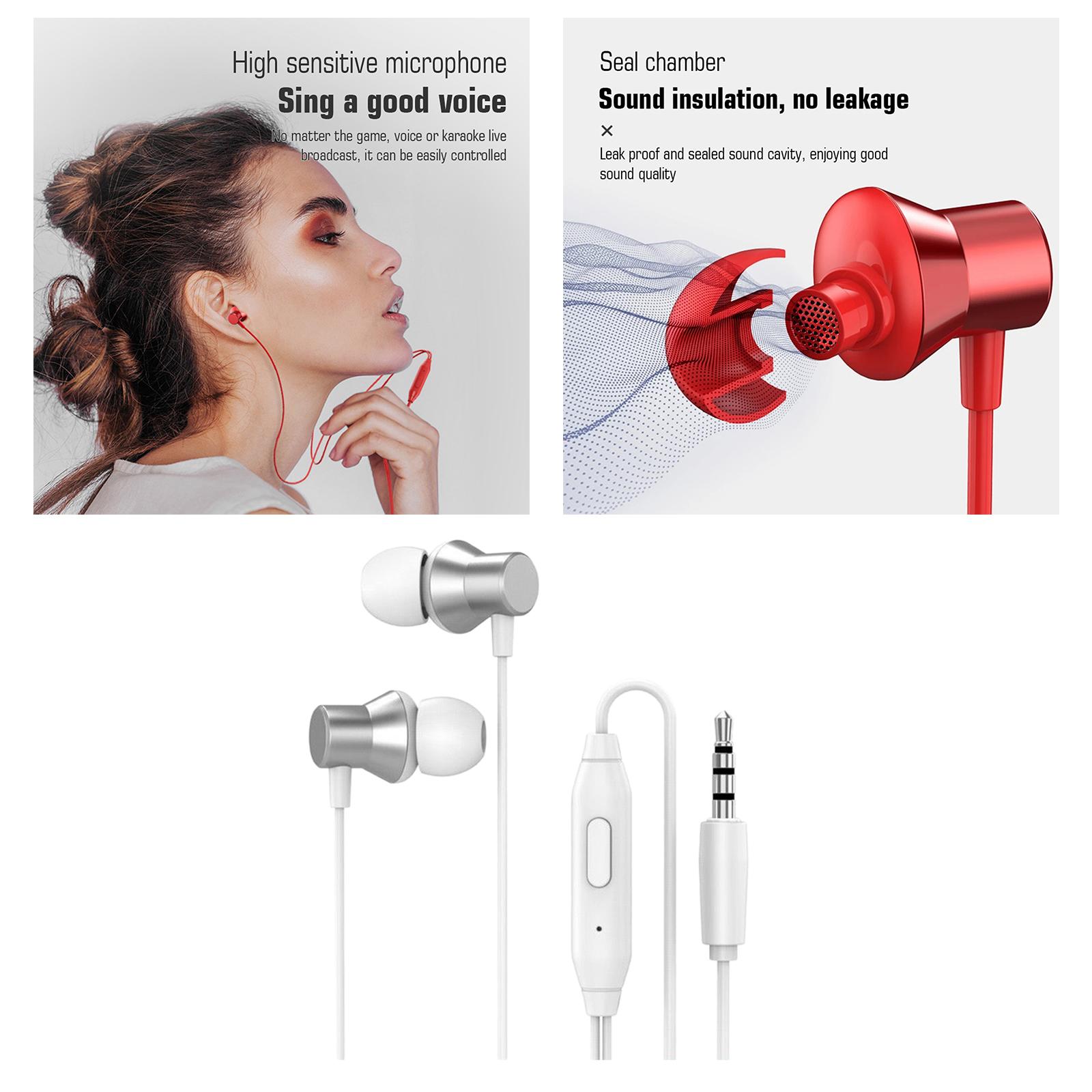 Earphones in-Ear Headphones with Microphone, Headset Stereo Sound Noise Isolating Free,3.5mm Wired Earbuds for iOS and Android Smartphones