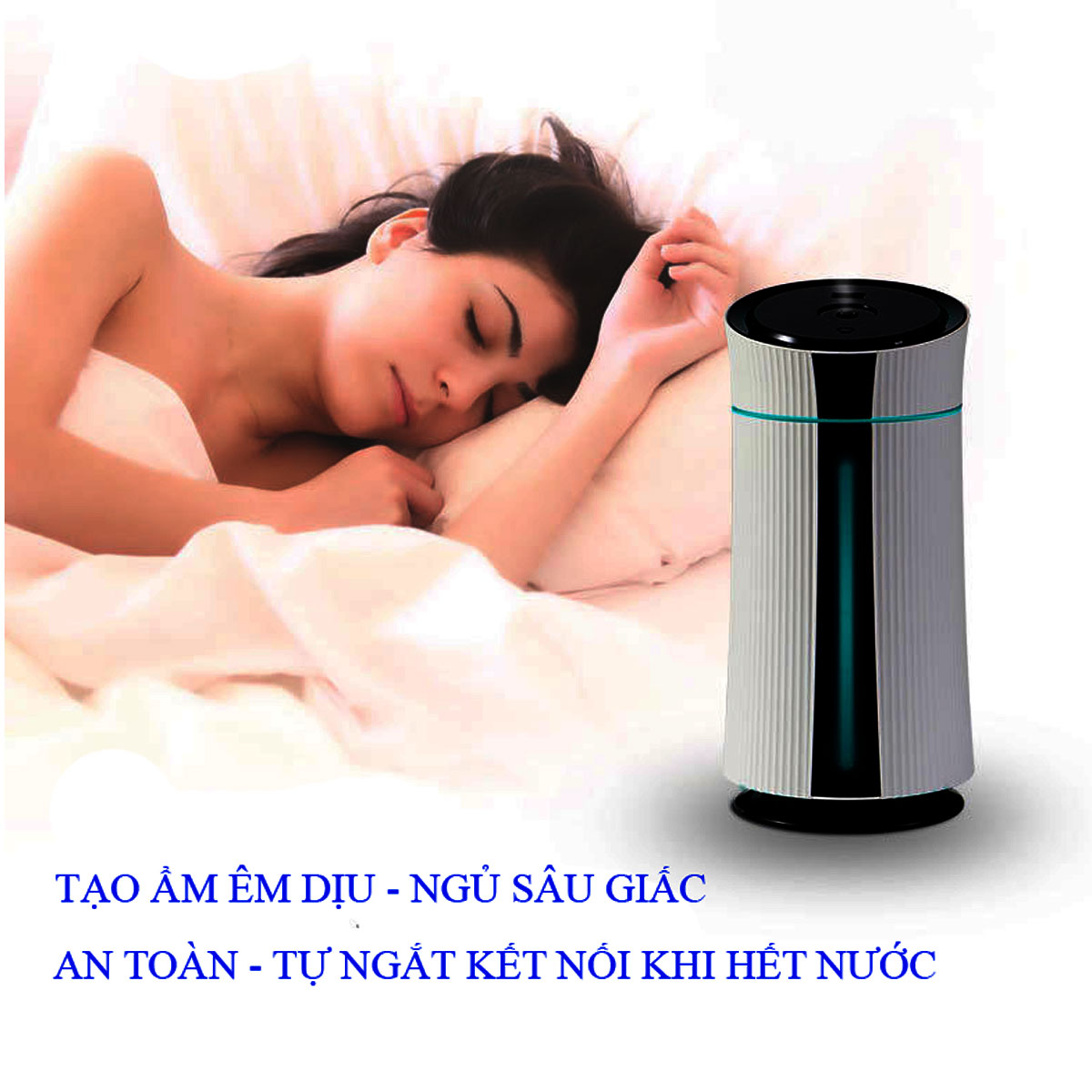 Máy phun sương tạo ẩm không khí SEASY SS01, máy xông và khuyếch tán tinh dầu dung tích 1.15 lít với 2 chế độ phun, tích hợp đèn ngủ tự thay đổi màu sắc - Hàng chính hãng