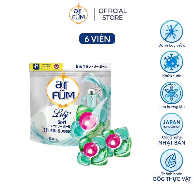 Túi Viên giặt xả arFUM 5 trong 1 MỚI lưu hương lâu 16 tuần, khử khuẩn 99% - (6 Viên/ Túi)