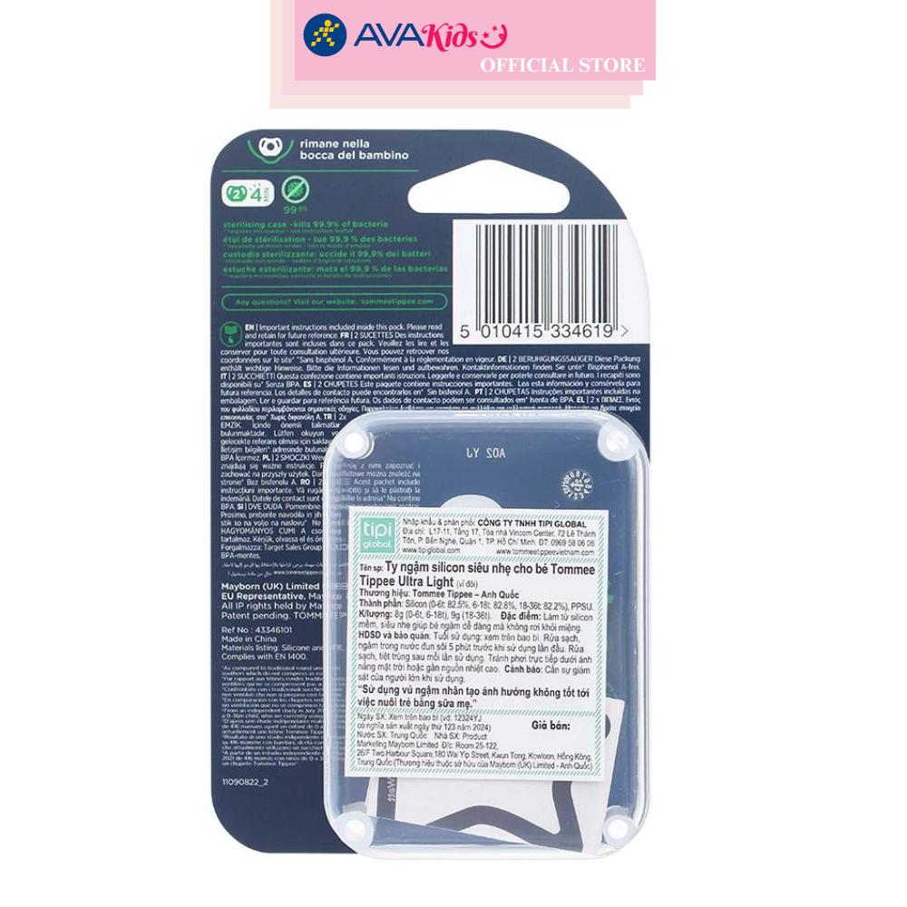 Bộ 2 ti ngậm Tommee Tippee siêu nhẹ Ultra Light (0 - 6 tháng)