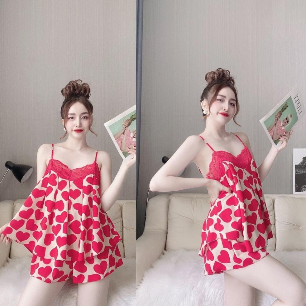 Đồ Ngủ Nữ BIGSIZE Đồ Ngủ Sexy lụa Satin cao cấp mềm mại xinh xắn < 70KG kèm hình thật shop chụp