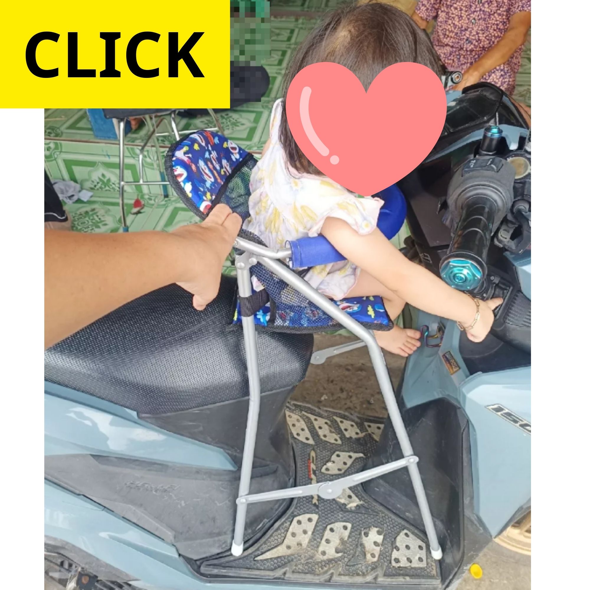 ( Ghế Sắt Sơn Có Dây ) Ghế ngồi xe tay ga cho bé (có cả dây đai và vòng bảo hiểm an toàn) ghế ga xếp sắt sơn tĩnh điện