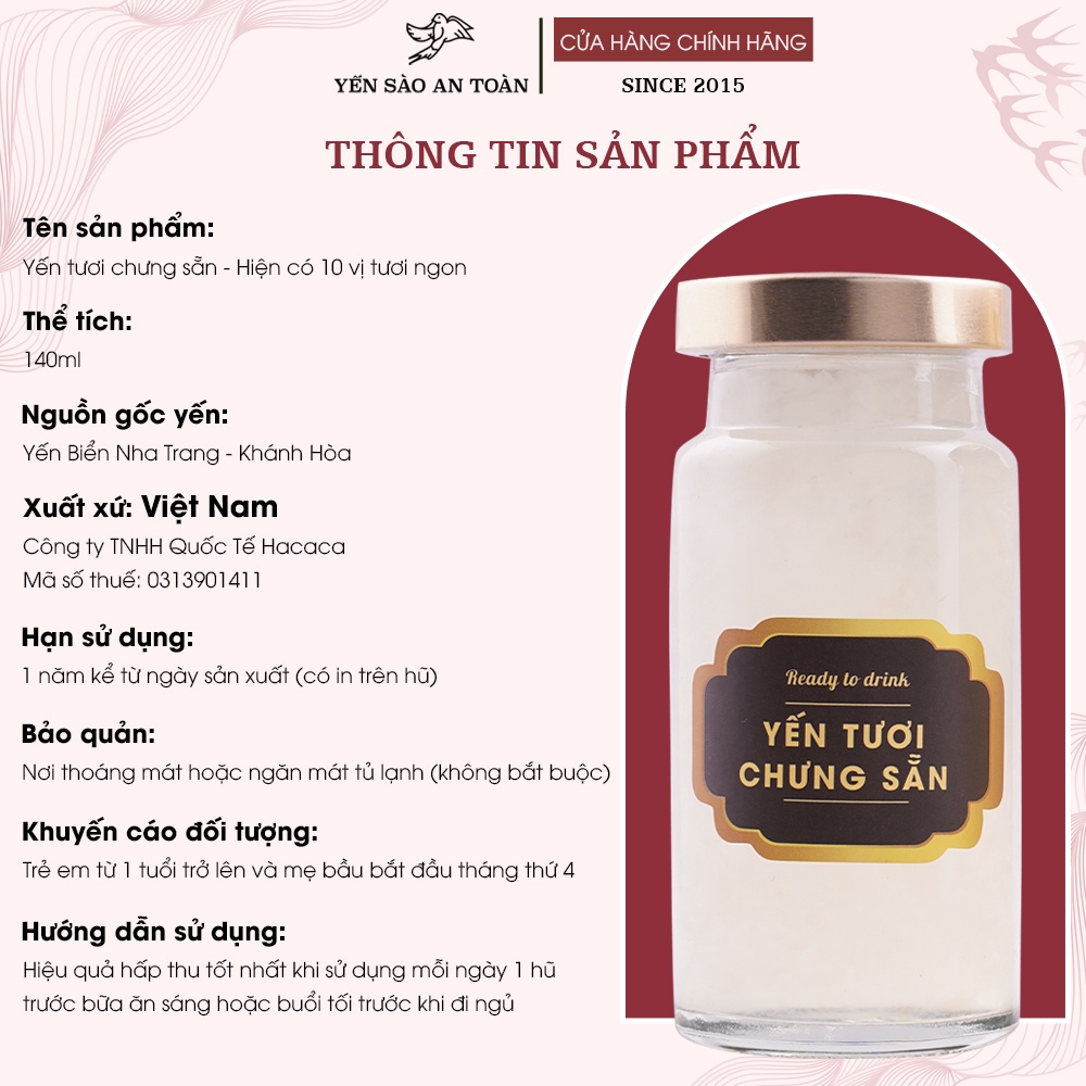 Thùng 30 hũ yến chưng sẵn 140ml GIẢM SÂU SIÊU TIẾT KIỆM cho gia đình MIX ĐẾN 9 vị ĐẬM ĐẶC YẾN TƯƠI từ Yến Sào An Toàn