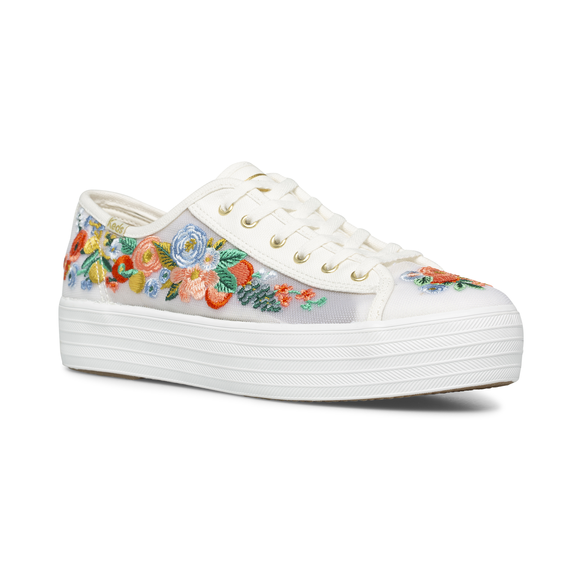 Giày Thể Thao Keds Nữ Rifle Paper- Triple Kick Citrus Garden Party Canvas White- KD066088