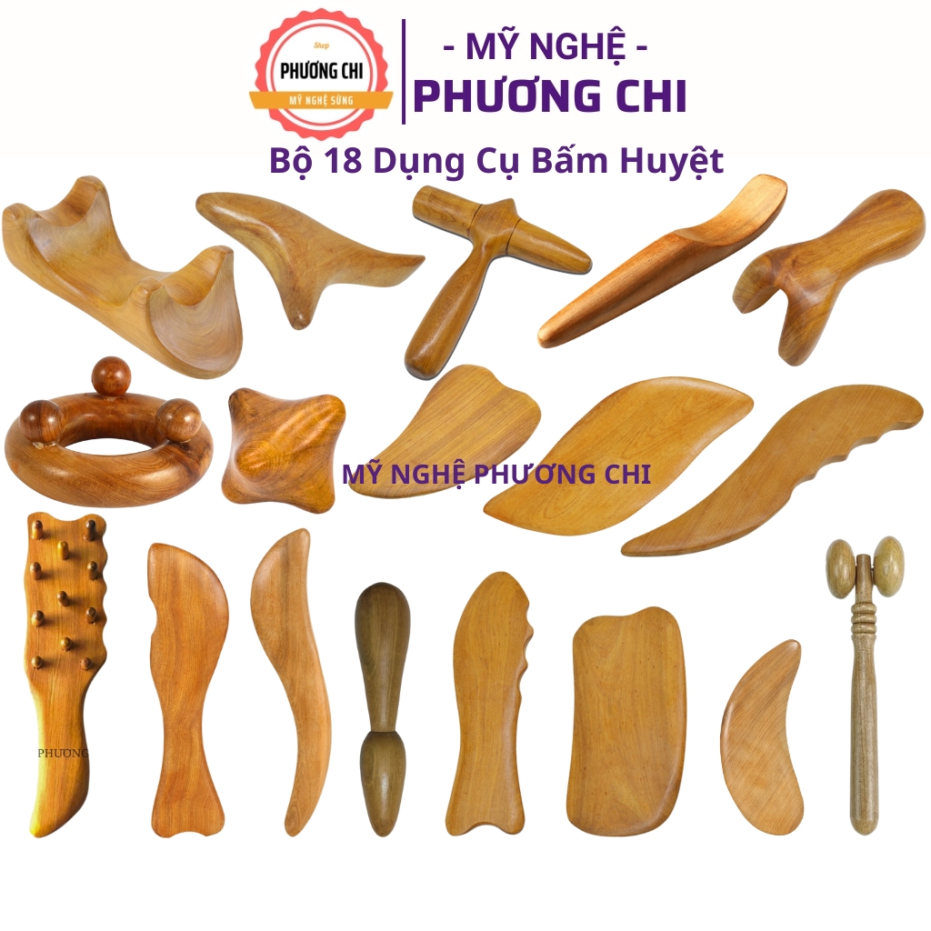 Combo 18 dụng cụ massage ấn huyệt, cạo gió giúp đả thông kinh mạch và lưu thông khí huyết | Mỹ Nghệ Phương Chi