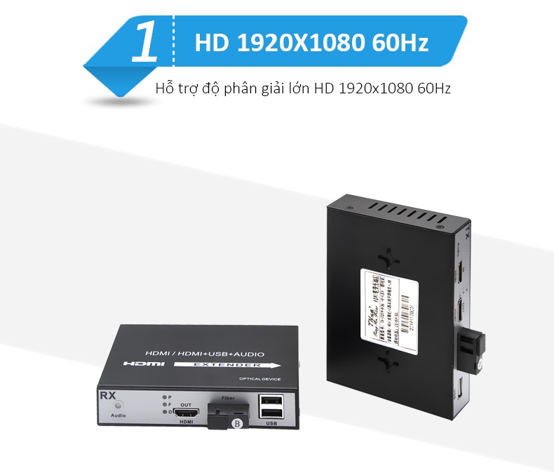 Bộ Kéo Dài HDMI và USB Qua Dây Quang Xa 20KM Hỗ Trợ 2 Cổng HDMI Và Audio