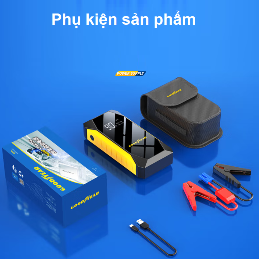 Bộ kích bình điện ô tô, kiêm pin sạc dự phòng Goodyear GY-5295, dung lượng 10000mAh