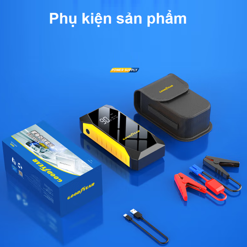 Bộ kík nổ ô tô, kiêm pin sạc dự phòng Goodyear GY-5295, 10000mAh