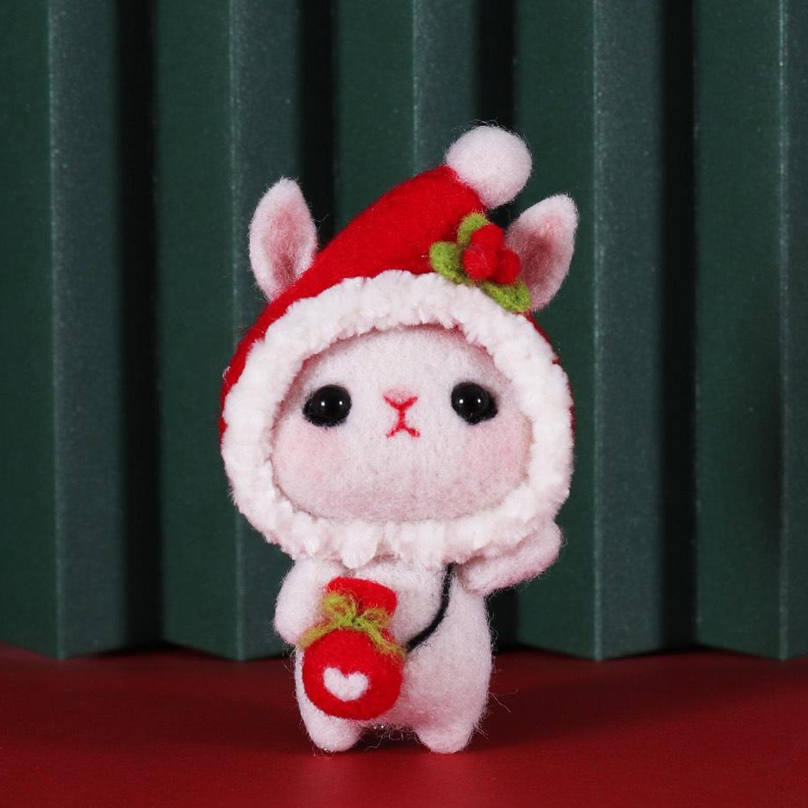 DIY Felting Animal Kit Wool Rabbit Felt Felting Starter Red