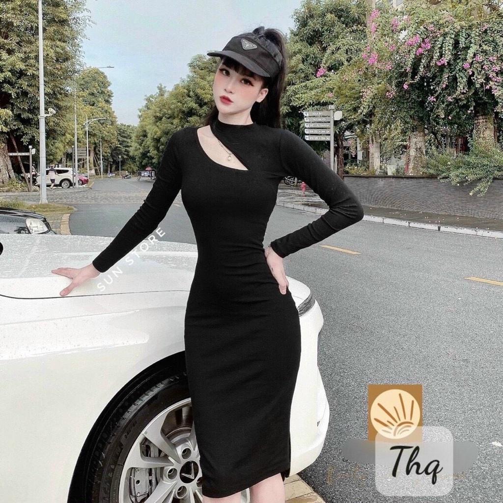 Váy body ôm sát khoét ngực tôn dáng sexy dài tay