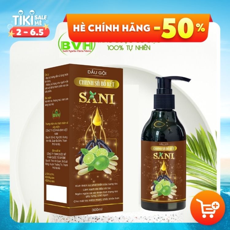 Dầu gội thảo mộc SANI chiết xuất chanh sả bồ kết - kích mọc tóc,ngăn ngừa nấm ngứa - 300ml