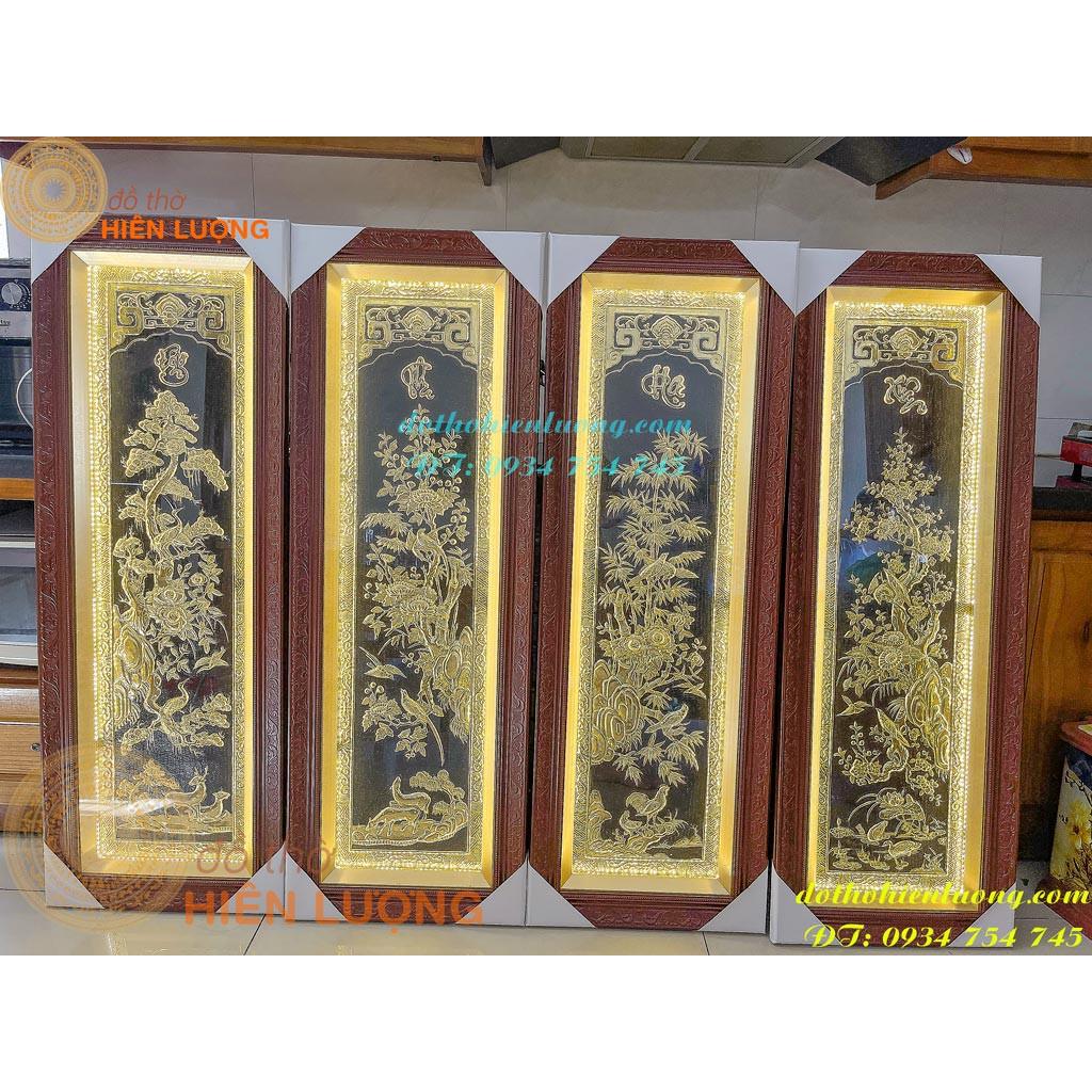Bộ Tranh Tứ Quý Bằng Đồng Xuân-Hạ-Thu-Đông Liền Tấm