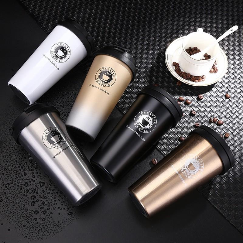LY GIỮ NHIỆT CÀ PHÊ CÓ QUAI XÁCH CREATIVE 500ML INOX 304 XỊN - Ly Giữ Nhiệt Chống Tràn Kèm Quai - Cốc Giữ Nhiệt 500ml Inox 304 - ly giu nhiet - binh giư nhiet - ly giữ nhiệt inox - ly uống nước