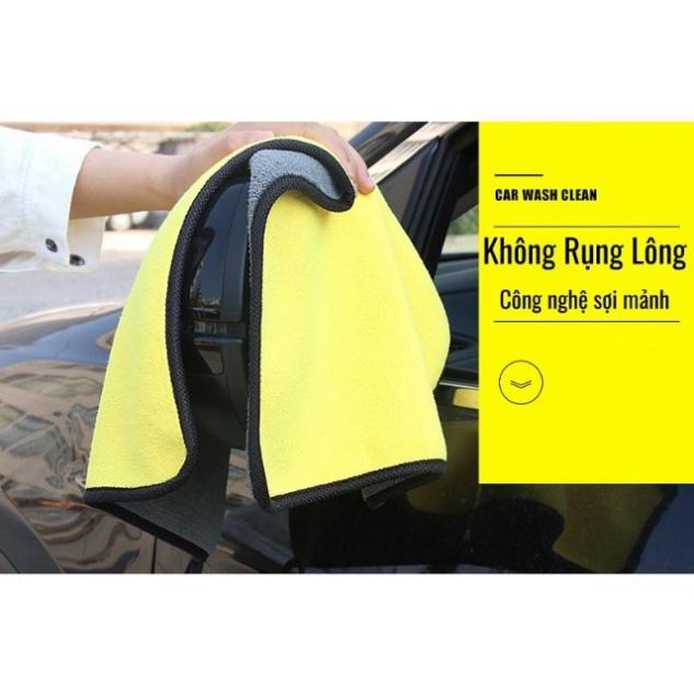 Khăn Lau Xe Hơi Màu Vàng 2 Lớp Cao Cấp Chất Liệu Microfiber Siêu Thấm Hút Vệ Sinh Ô Tô Ruffo Kích Thước 30x30 cm