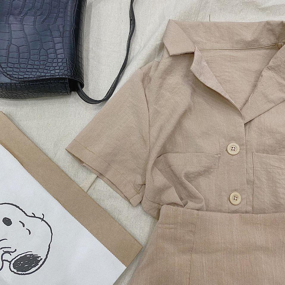 SET ÁO VEST NUDE + CHÂN VÁY XẺ
