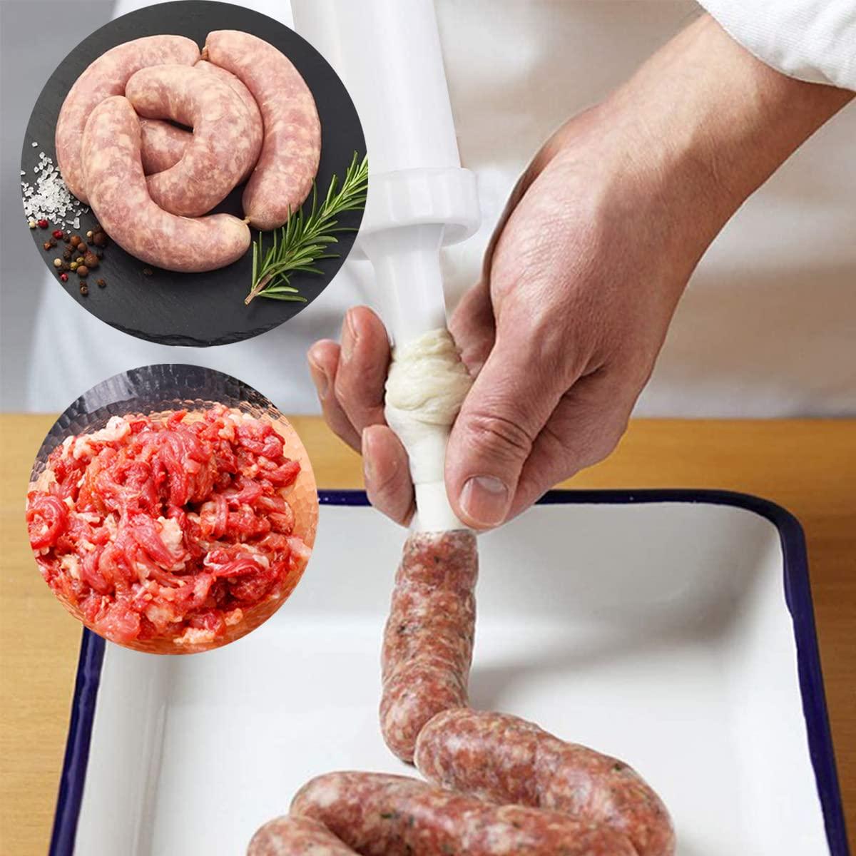 Máy làm đầy muối, xúc xích đẩy, phễu làm đầy xúc xích, ống làm đầy, máy xúc xích, với 2 phễu thịt băm nhỏ, làm xúc xích